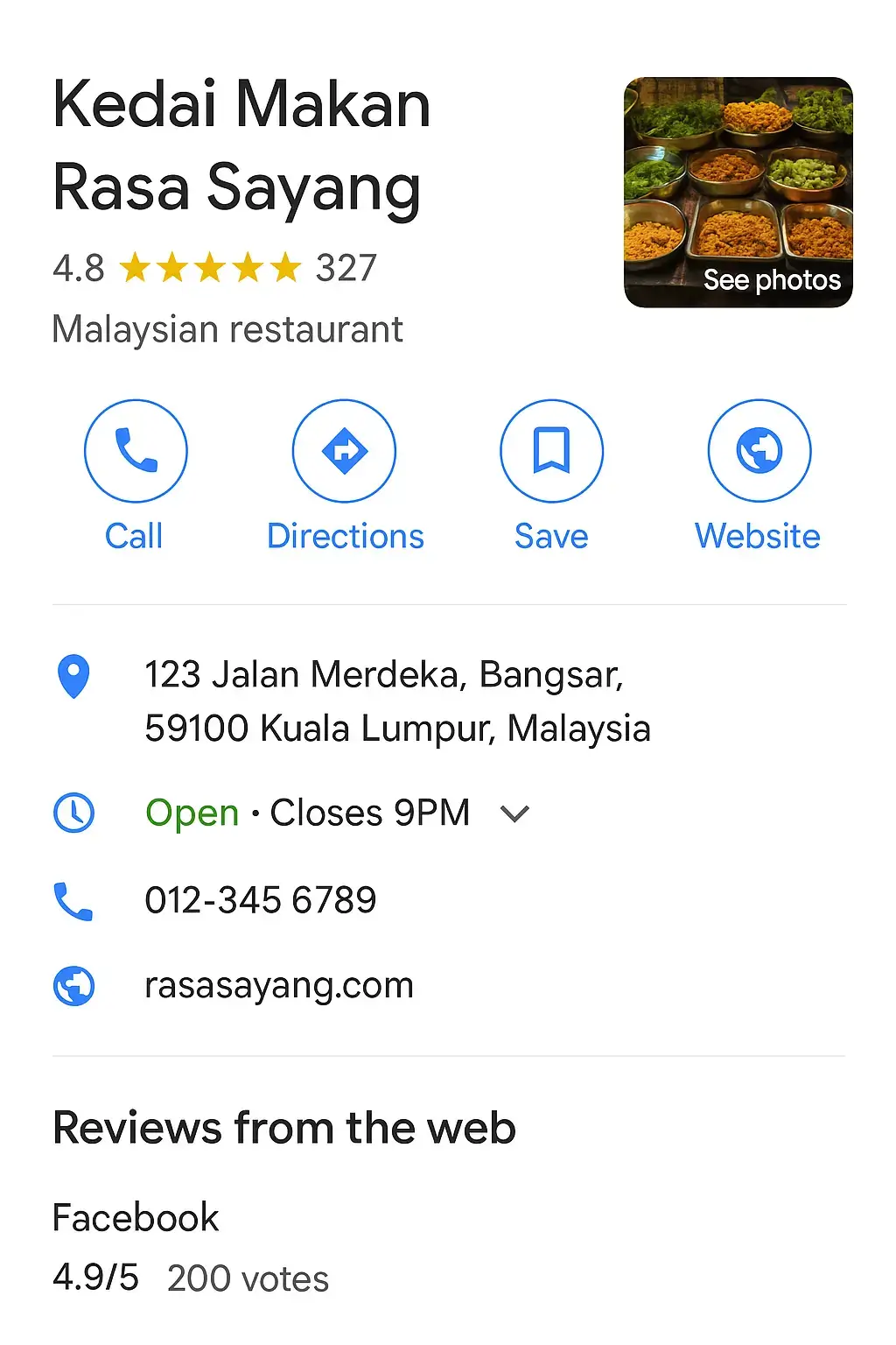 Optimized Google Business Profile example for Malaysian business