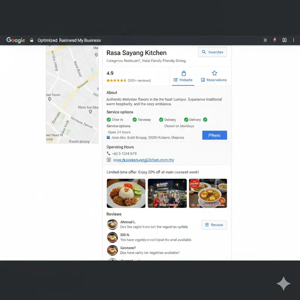Google My Business profile optimization example for Malaysian local SEO showing complete business information